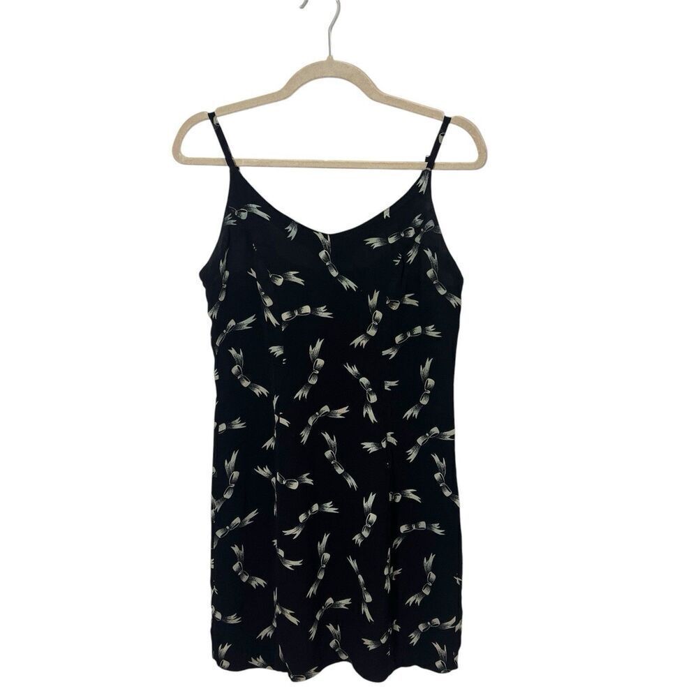 Vintage Betsy Johnson Mini‎ Dress Size M Black Sleeveless Bow Ties